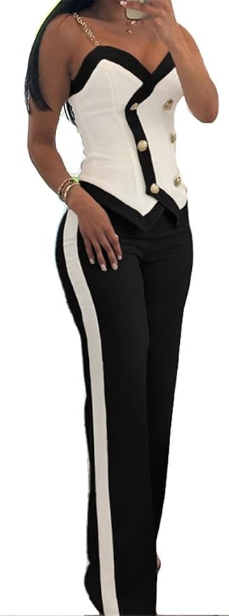 Women's Sexy 2 PCS Printed Button T-shirts Tops Bodycon Wide Leg Pants Cocktail Party Outfits Tra... | Amazon (US)