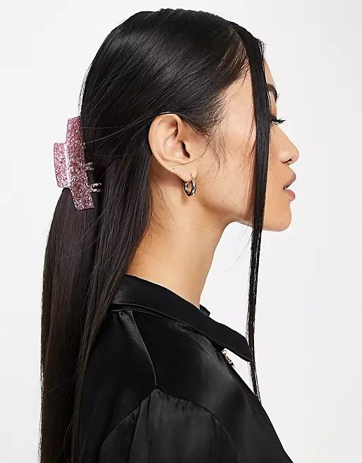 ASOS DESIGN hair claw clip in pink glitter | ASOS (Global)