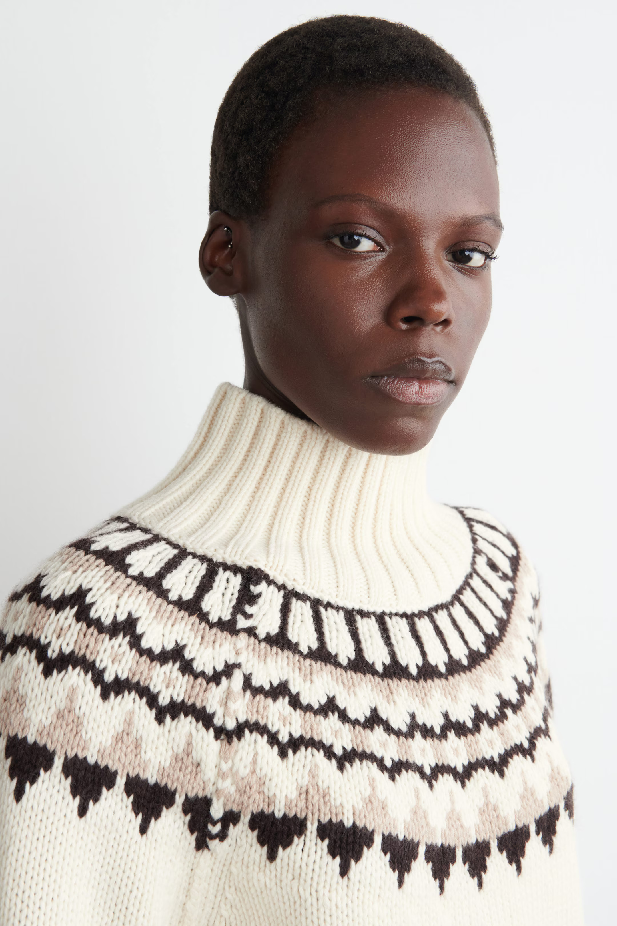 FAIR ISLE WOOL-CASHMERE JUMPER - CREAM / BROWN / PINK | COS GB | COS UK