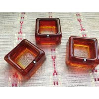 Set Of 3 Individual Ashtrays in Amber Orange Glass From Pukeberg Sweden & Göran Wärff | Etsy (US)
