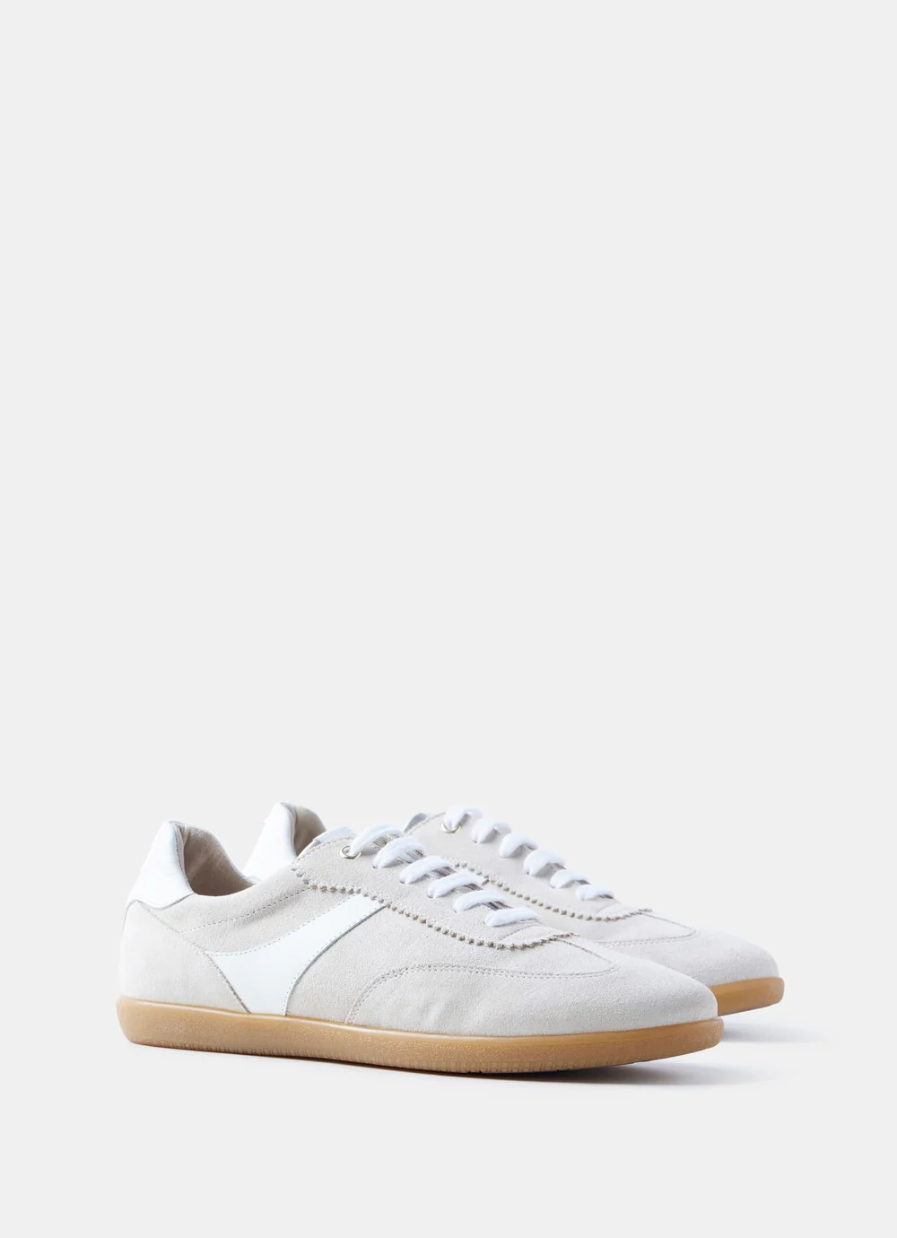 Ace Neutral Suede Side Stripe Trainers | Mint Velvet