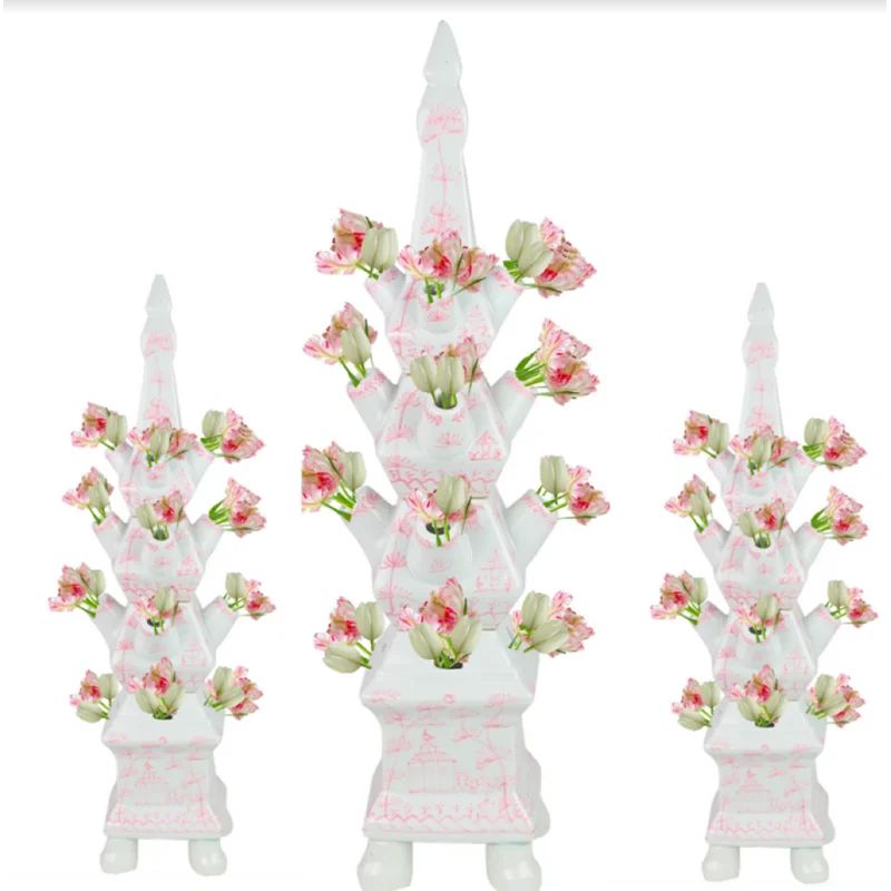 Yinka Village Scene Pale Pink and White Tulipiere Medium | Wayfair North America