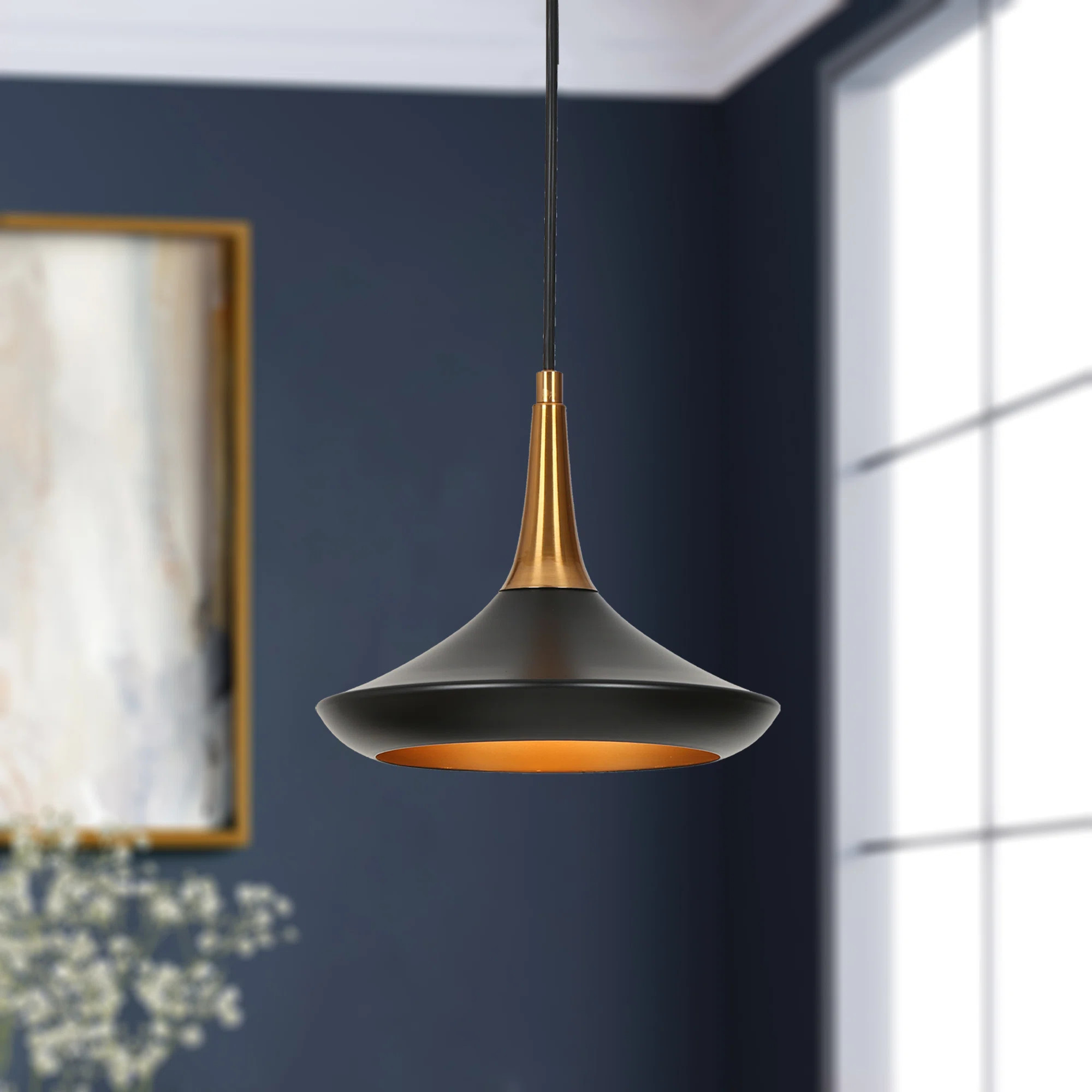 Justyce 1 - Light Small Black/Brass Pendant | Wayfair North America
