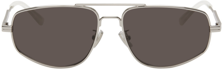 Bottega Veneta Silver Aviator Sunglasses | SSENSE