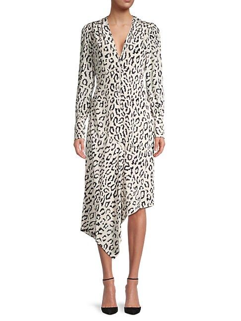 Eden Animal-Print Silk Asymmetric Dress | Saks Fifth Avenue OFF 5TH