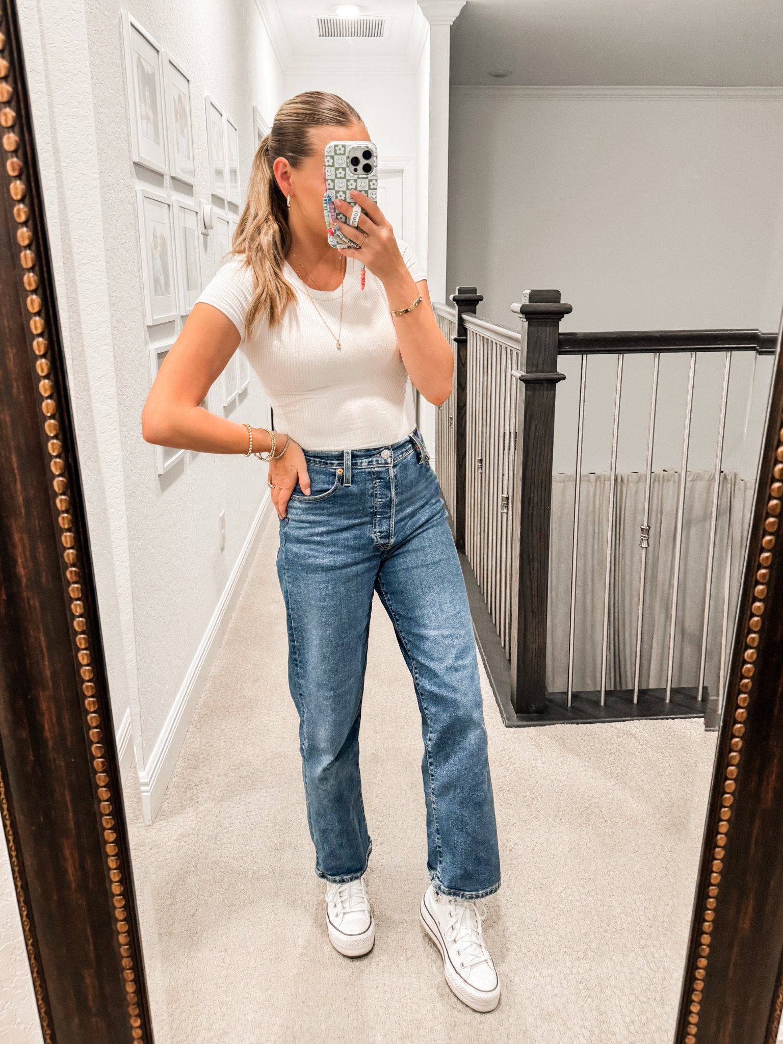 Comfy Jean outfit // top is a crop so it’s way to pull up to nurse in // jeans size 26 // long gold necklace can’t link but here’s the name: 24" ITALIAN MILANO TWIST ADJUSTABLE CHAIN (GOLD) - love how it’s adjustable!! website https://www.romadesignerjewelry.com 

#LTKstyletip #LTKfindsunder100