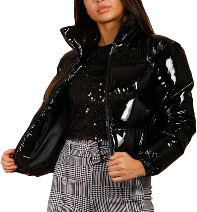 AMEBELLE Women Winter Warm Stand Collar Slim Fit Cropped Puffer Down Jacket Coats | Amazon (US)