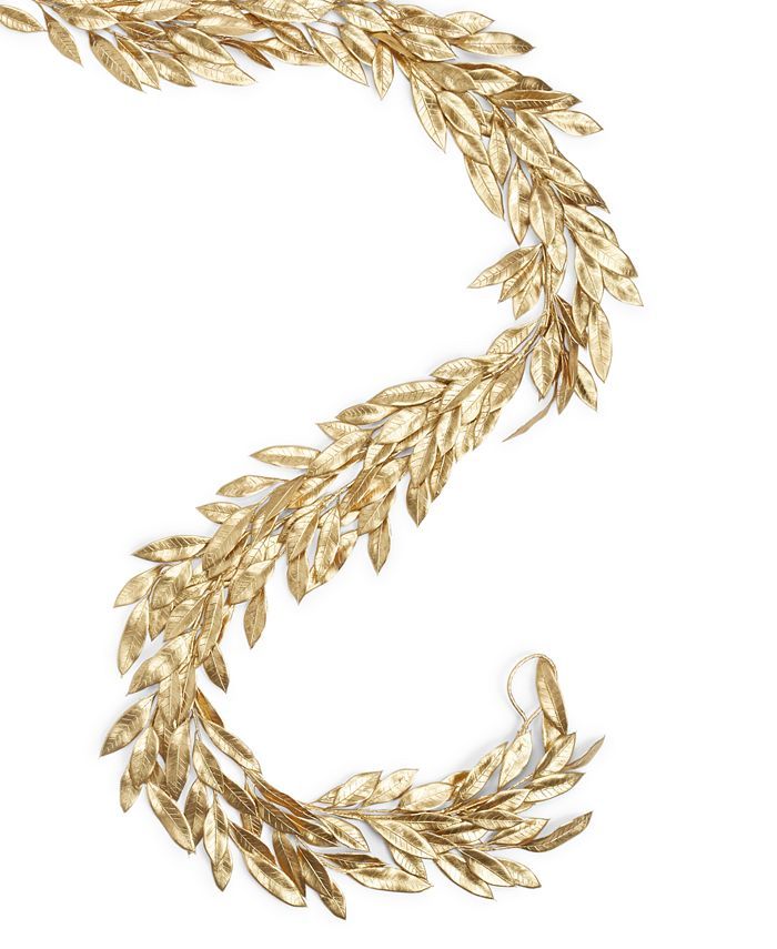 Holiday Lane Wreaths Plastic Gold-Tone Leaf Garland Christmas Décor, Created for Macy's & Review... | Macys (US)