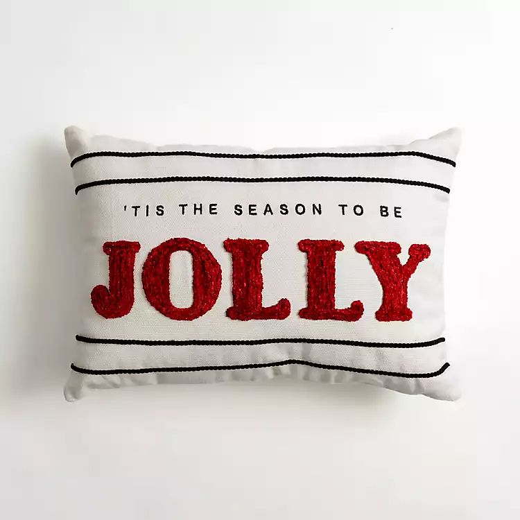 Embroidered Jolly Stripe Lumbar Pillow | Kirkland's Home