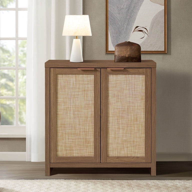 ARKANTOS Rattan Sideboard Buffet Cabinet with Doors and Adjustable Shelf, Walnut, 1 Piece | Walmart (US)