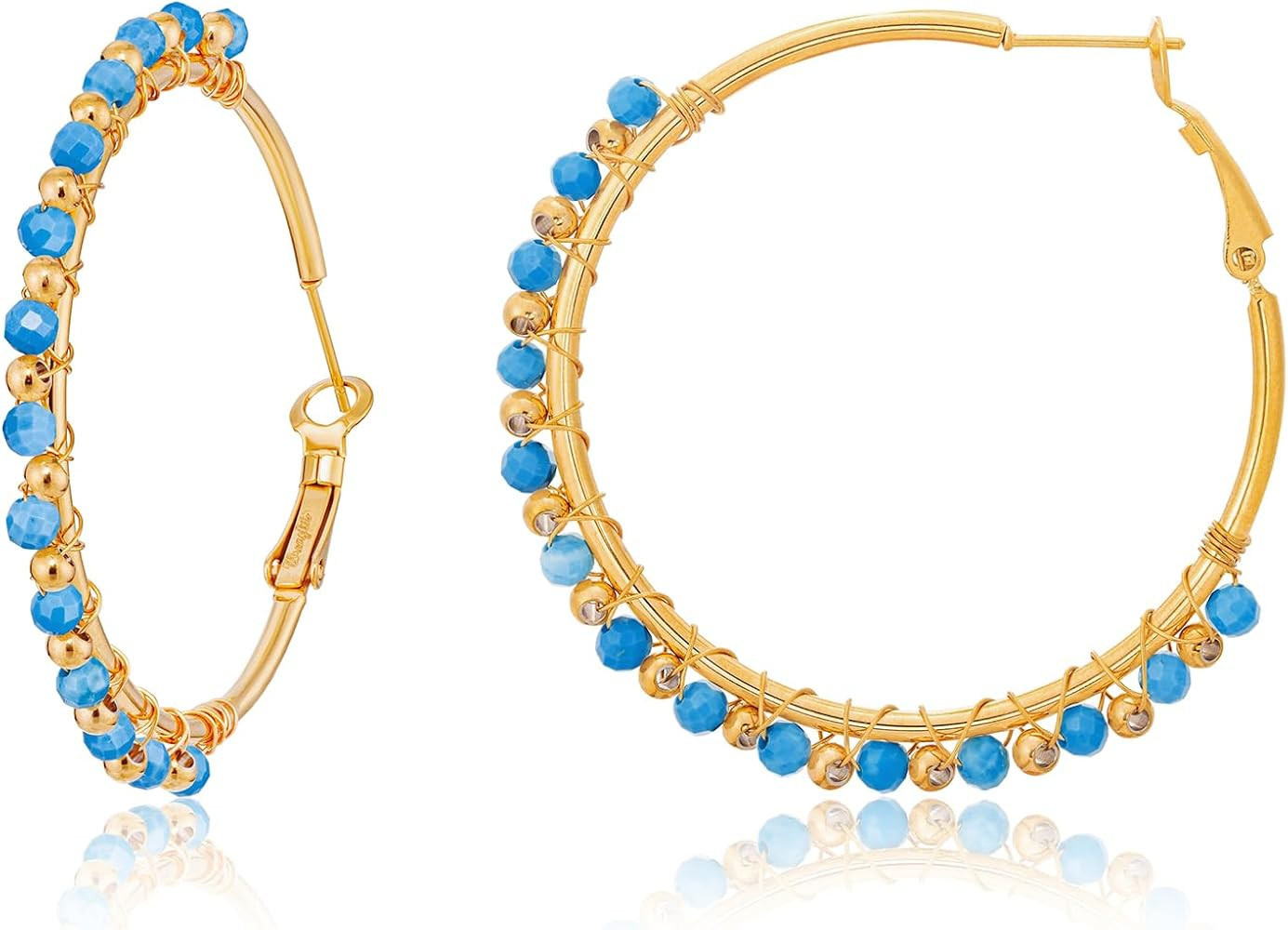 Montana West Wrangler 18k Gold Plated Hoop Earrings for Women Chunky Gold Earrings Big Hoop Earri... | Amazon (US)