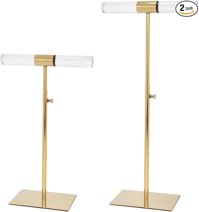 Display Stand Set of 2 Acrylic Jewelry Towers Stands - Stainless Steel Long Necklaces Stand Table... | Amazon (US)