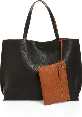 Street Level Reversible Faux Leather Tote & Wristlet | Nordstrom | Nordstrom