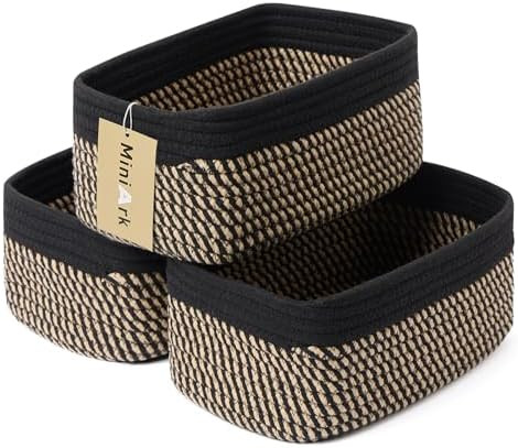 Small Storage Baskets for Organizing | Closet Organizer Bins | Shelf Toy Basket | Woven Rope Bask... | Amazon (US)