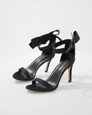 Women's Satin Bow Heeled Sandals in Black size 8 | White House Black Market | White House Black Market