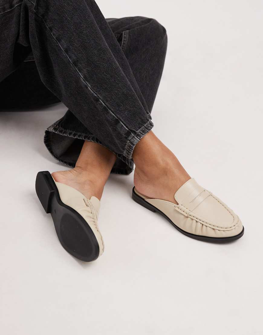 Schuh Leeds rouched mule loafer in white leather | ASOS (Global)
