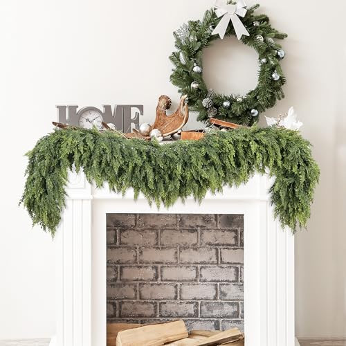 Sggvecsy 6Ft Christmas Cedar Garland Real Touch Artificial Pine Cypress Realistic Greenery Garlan... | Amazon (US)