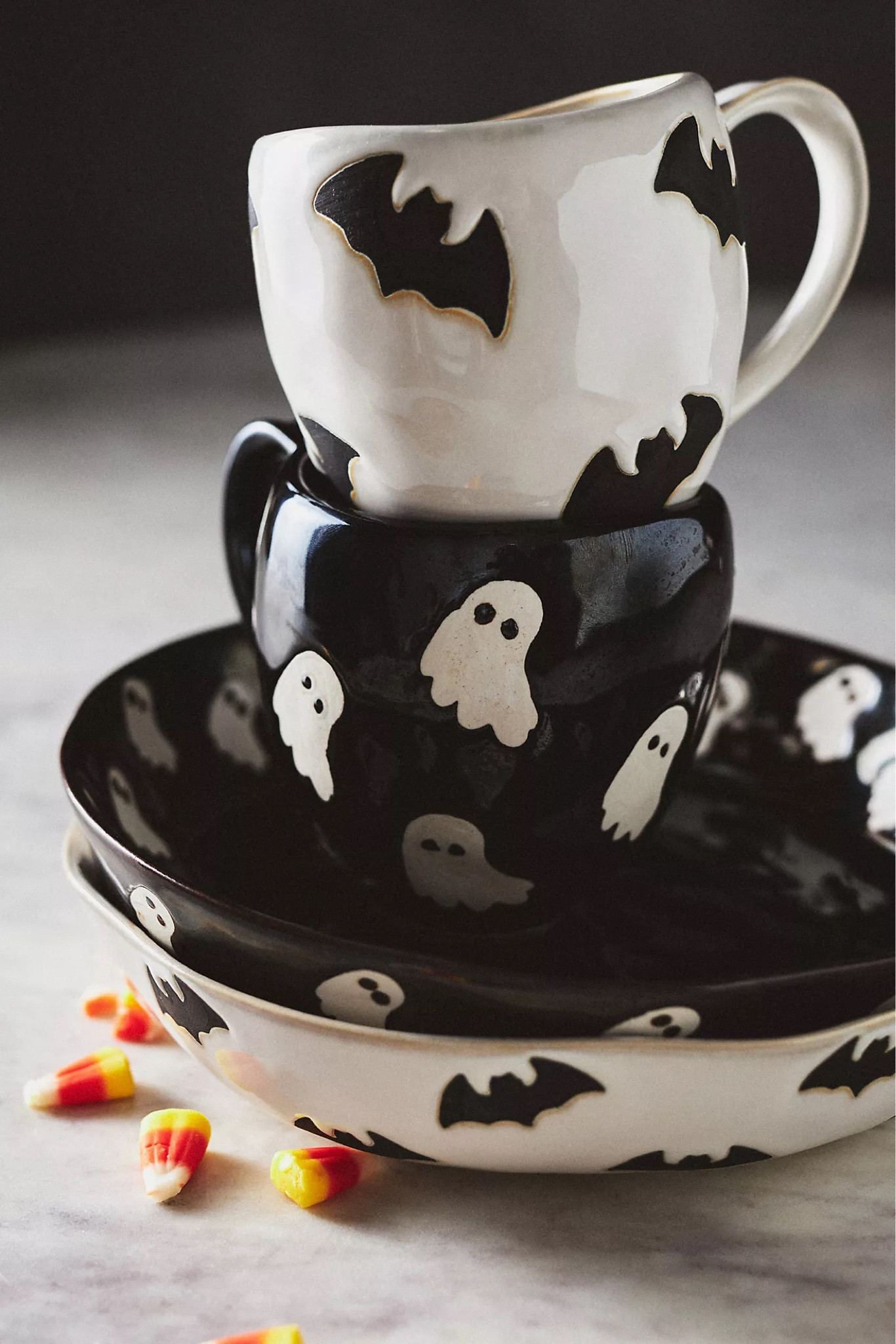 These Vesper Mugs are the cutest!! 🦇 This stoneware features handpainted spooky bats or charming ghosts and are dishwasher and microwave safe. These are the perfect kitchen addition for Halloween entertaining or festive meals on chilly fall days.

#LTKHome #LTKSeasonal