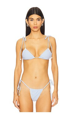 For Love & Lemons Bay Bikini Top in Blue from Revolve.com | Revolve Clothing (Global)