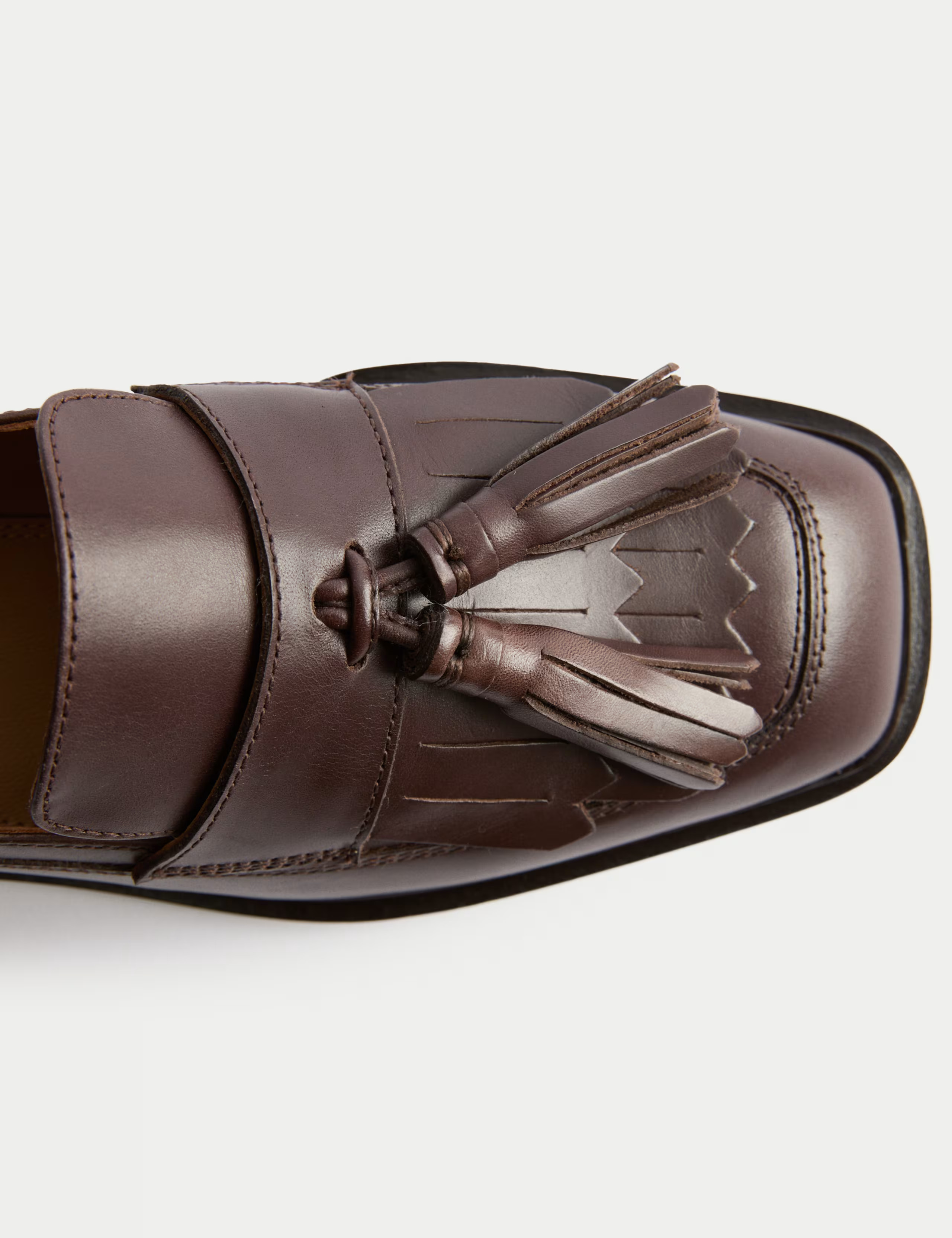 Leather Fringe Tassel Block Heel Loafers | Marks & Spencer (UK)