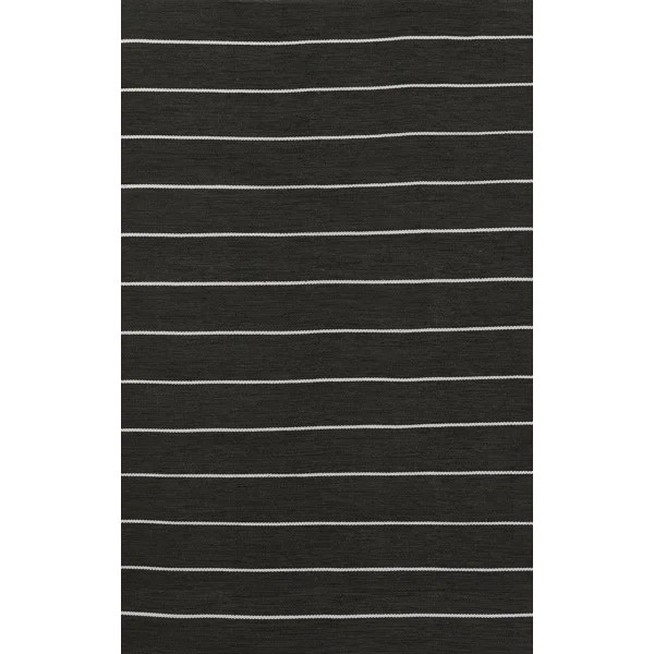 Handmade Flatweave Recycled P.E.T. Black Indoor/Outdoor Rug | Wayfair North America