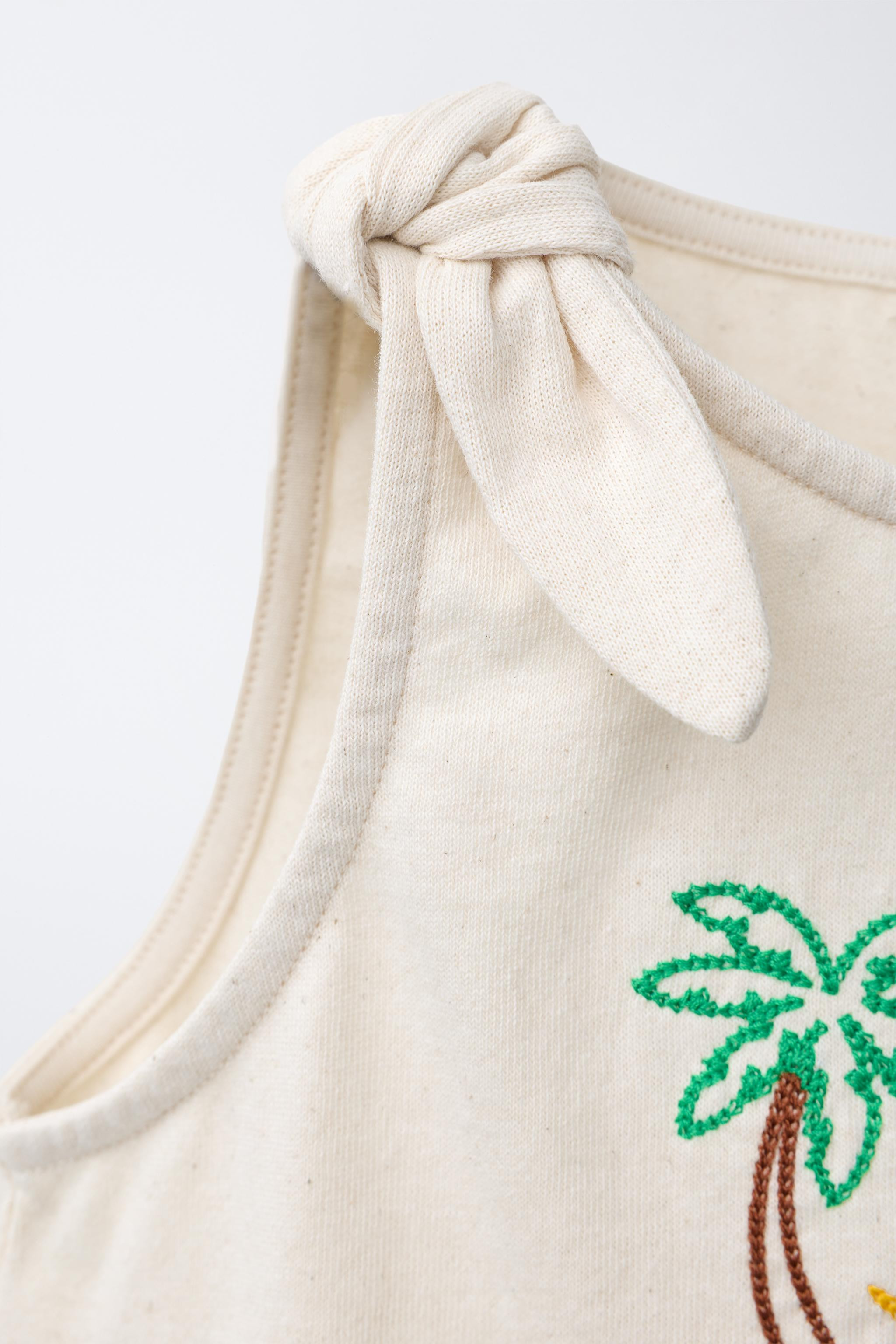 TROPICAL EMBROIDERED KNOT T-SHIRT | Zara US