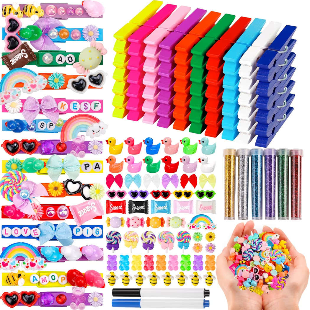 80 Set Cheer Pins Spirit Clips Clothes Wooden Pins for Backpacks Include 90 Mini Resin Animals 30... | Amazon (US)
