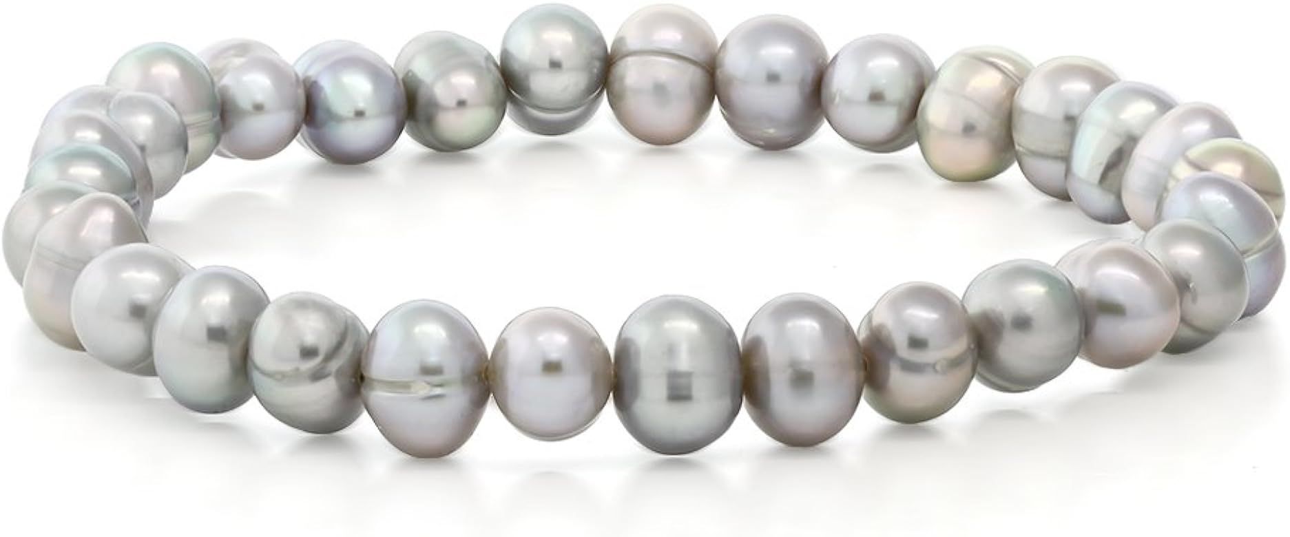 Gem Stone King Set Of 5 Multicolor Cultured Freshwater Pearl Stretch Bracelets 7.5inches | Amazon (US)