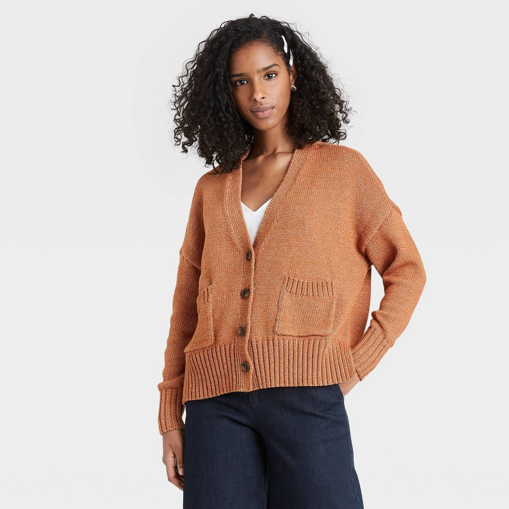 Women's Button-Front Cardigans - A New Day Rust L, Red | Target