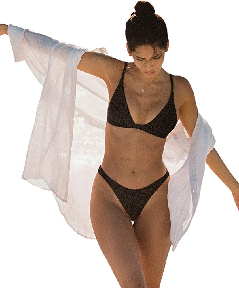 BUTTZO Women's Beachwear Bikini Swimwear Beach Sexy Cover up Oversized Shirt Tops Bathing Blouses... | Amazon (US)