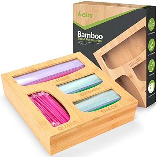 Zip Lock Bag Container Organizer, Ziplock Bag Storage Organizer for Kitchen Drawer or Wall Mount, Co | Amazon (US)