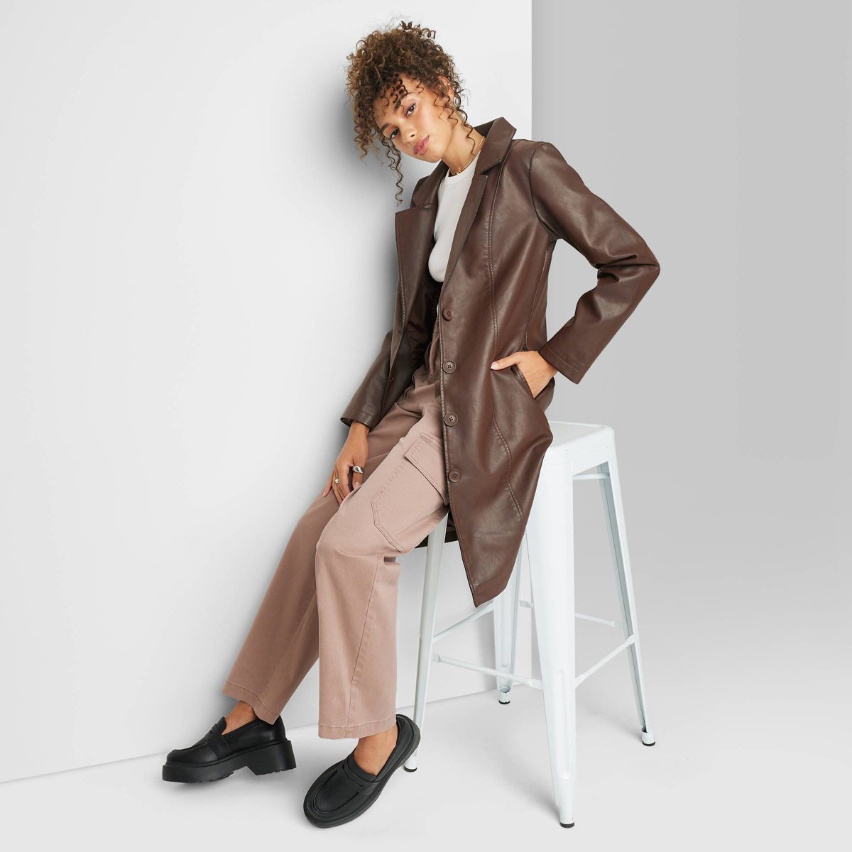 Women's Faux Leather Trench Coat - Wild Fable™ | Target