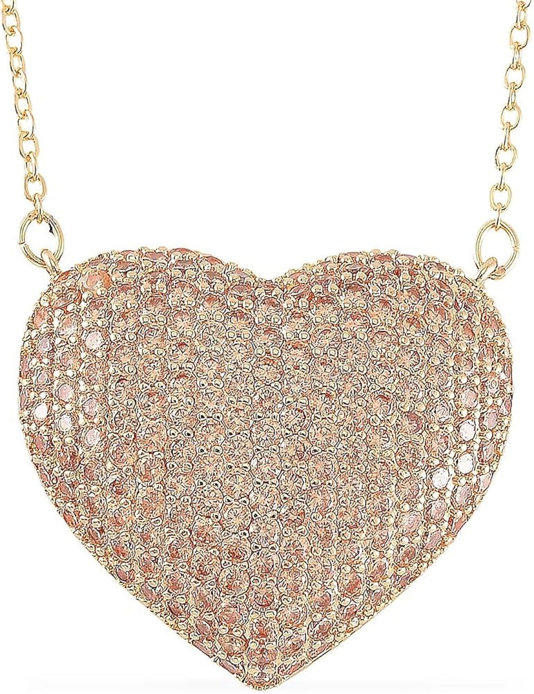 Cubic Zirconia Heart Necklace 20-22 Inches in Goldtone Jewelry Gifts for Women | Amazon (US)
