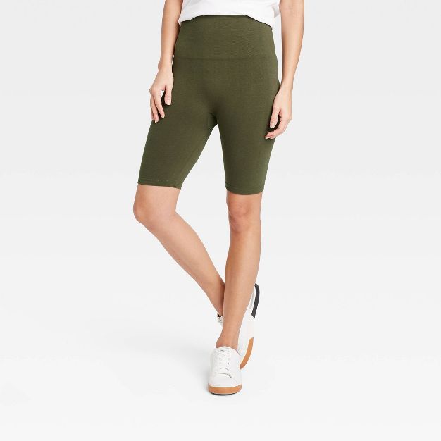 Women's High-Waist Cotton Blend Seamless 7" Inseam Bike Shorts - A New Day™ | Target
