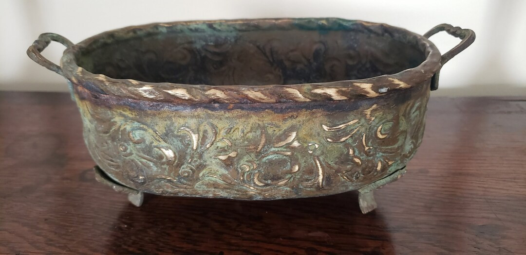 Vintage Brass Planterpatinarusticfarmhousefooted Pot - Etsy | Etsy (US)