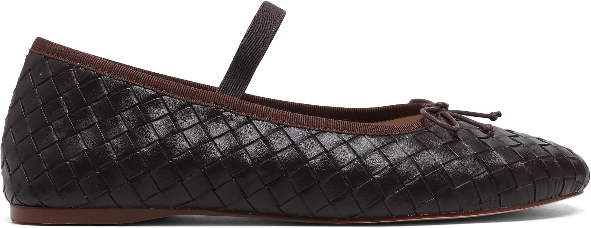 Woven Ballet Flats for Women Almond Toe Mary Jane Flats Stretch Band Bow Ballerina Shoes | Amazon (US)