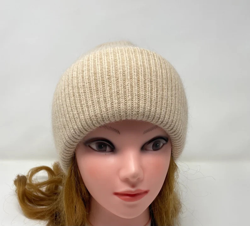 Knit Hat Chunky Women Hat Knitted Winter Hat Light Beige - Etsy | Etsy (US)