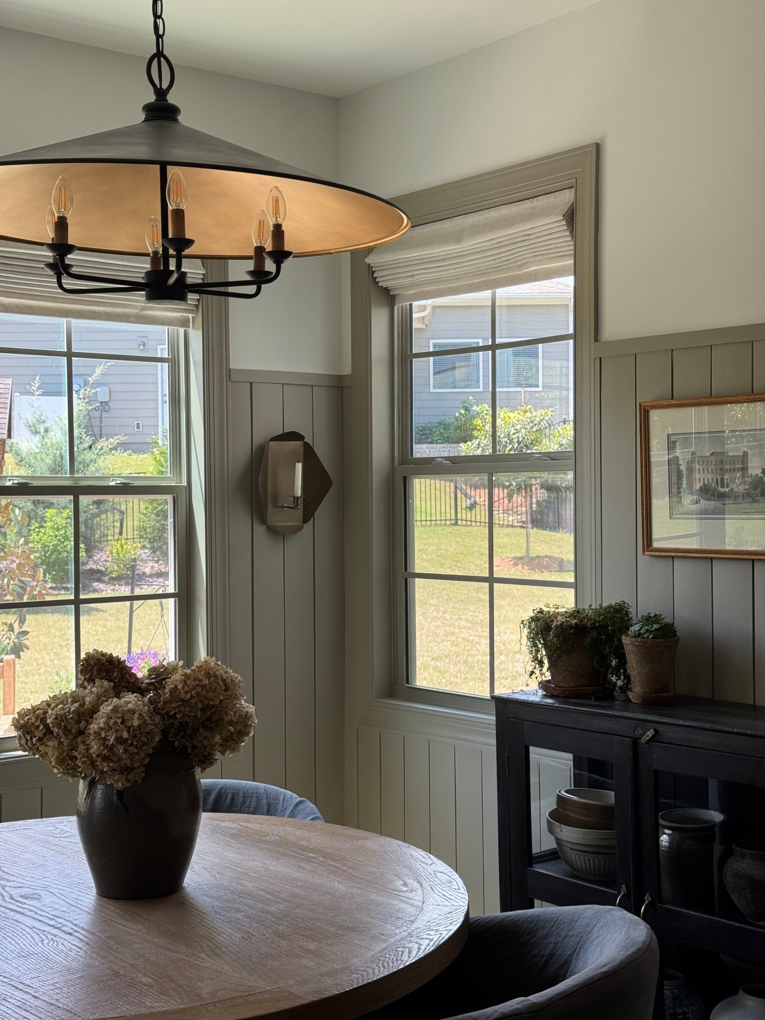 Light switcheroo… Brussels pendant, oversized pendant, black and brass light, kitchen nook 
