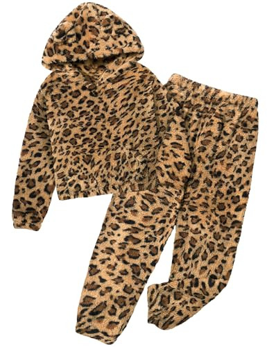 Wyeysyt Girls Fuzzy Pants Set Bear Ear Fleece Two Piece Outfits Kids Hoodie Sweatshirt with Fluff... | Amazon (US)