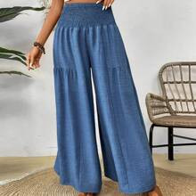 High Waist Texture Design Spring/Summer Casual Wide Leg Pants | SHEIN