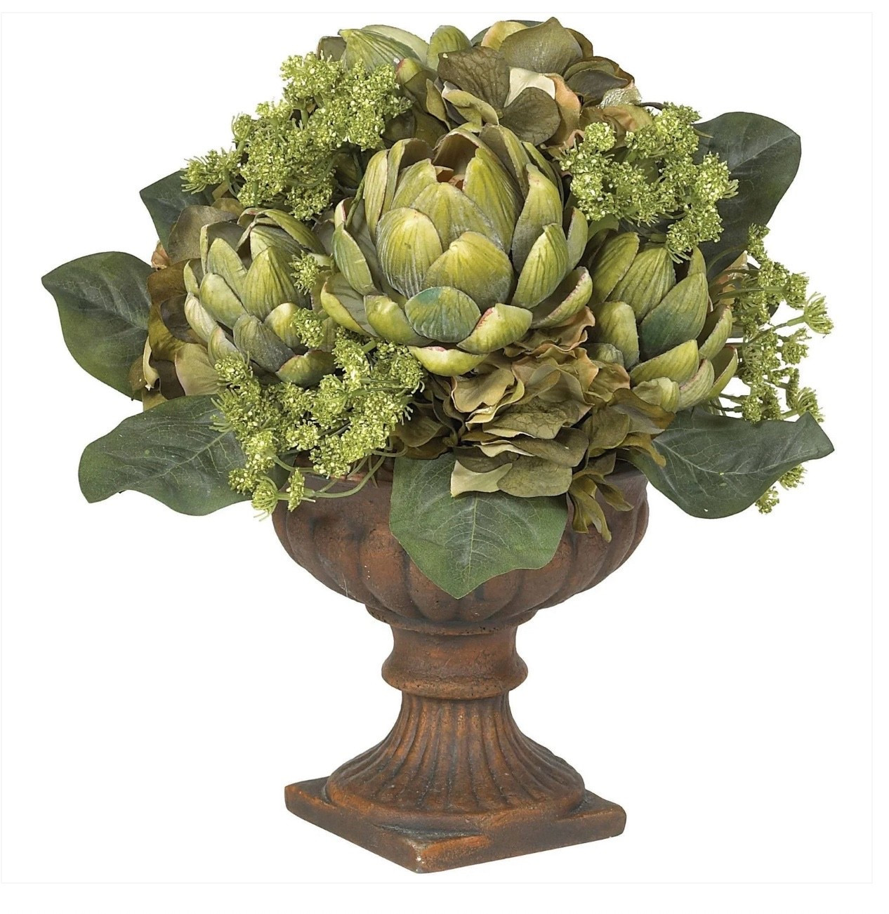 This stunning Artichoke centerpiece is one of the most fascinating table accents available. It’s the wondrous array of shapes and textures which makes the Artichoke one of nature’s most interesting plants, and they are perfectly captured in this centerpiece. Skillfully crafted from the finest materials, the meticulous attention to detail is instantly recognizable as the lush greenery bursts forth from the ornate planter, adding a touch of elegance to any setting.



#LTKHome