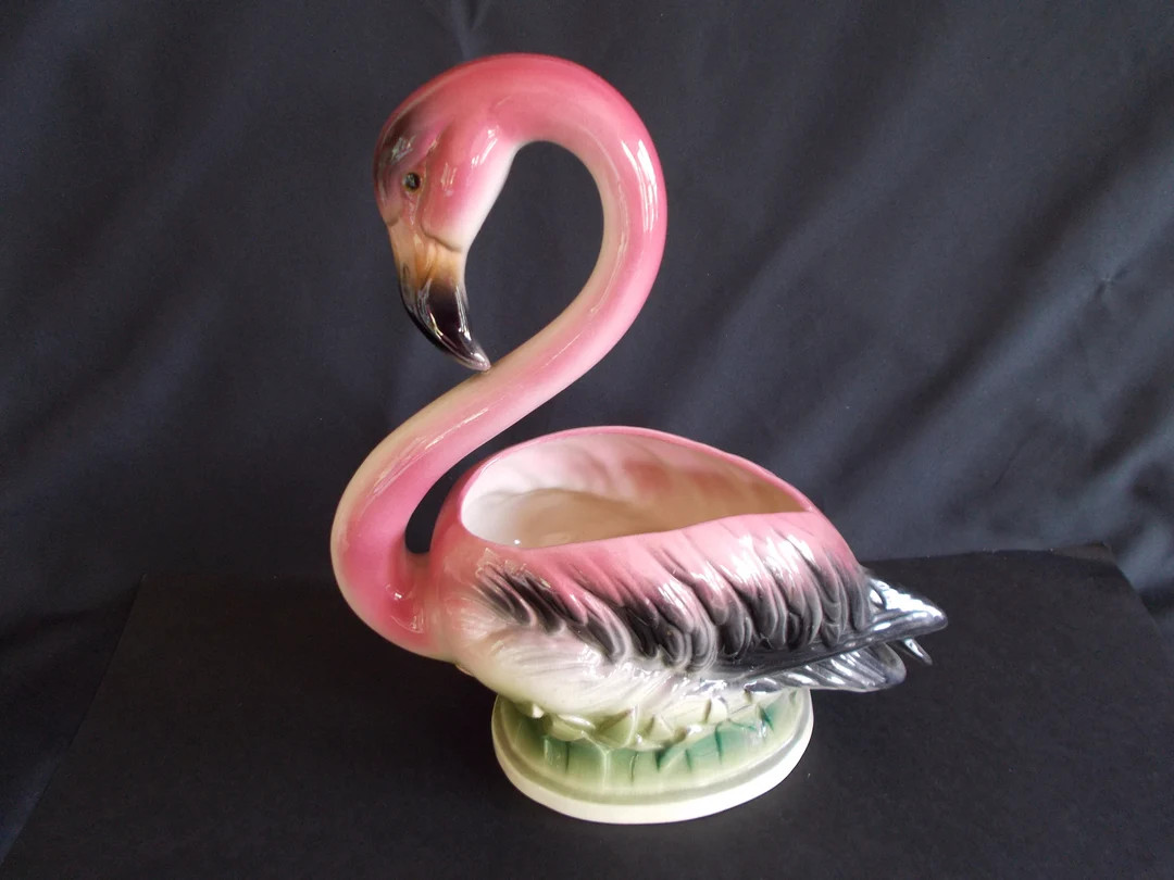 Vintage Large Ceramic Swan Planter With Crazing Lines | Etsy (US)