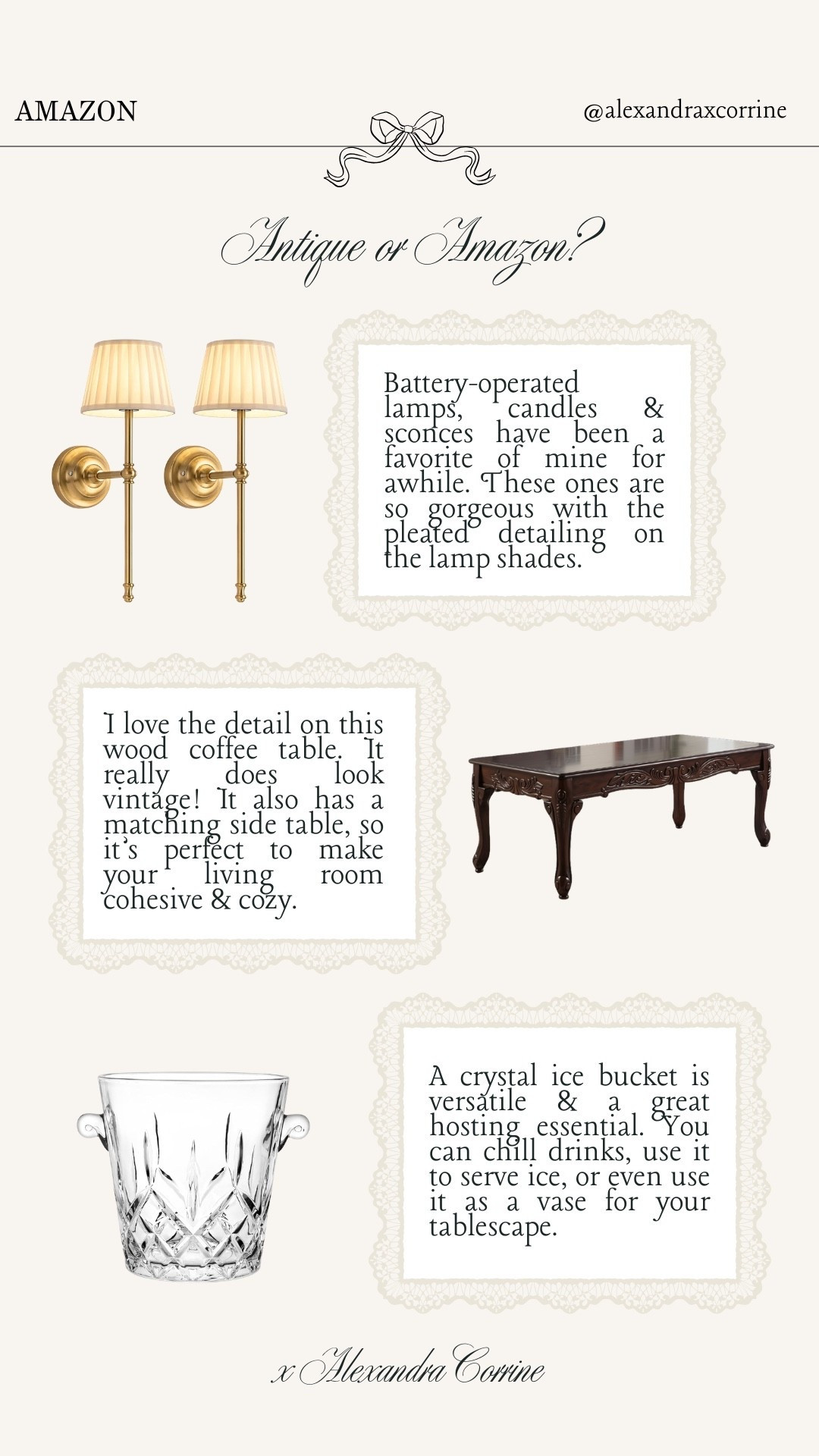 Antique or Amazon? 🕯️ Because sometimes you can’t find your wishlist item at the thrift store 🧺

Antique home decor, vintage home decor, amazon home, chic home decor finds, light fixtures, sconces, crystal

#LTKHome