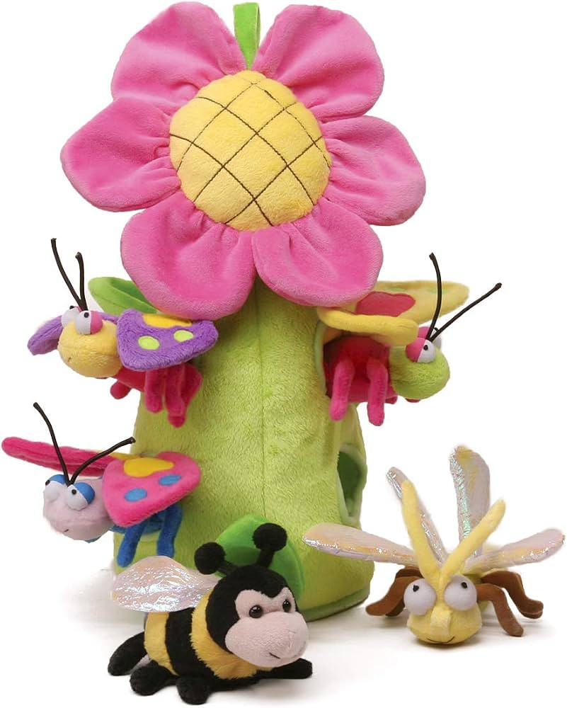 Plush Bug Flower House with Bugs - Five (5) Stuffed Animal Bugs and Butterflies in Play Flower Ca... | Amazon (US)