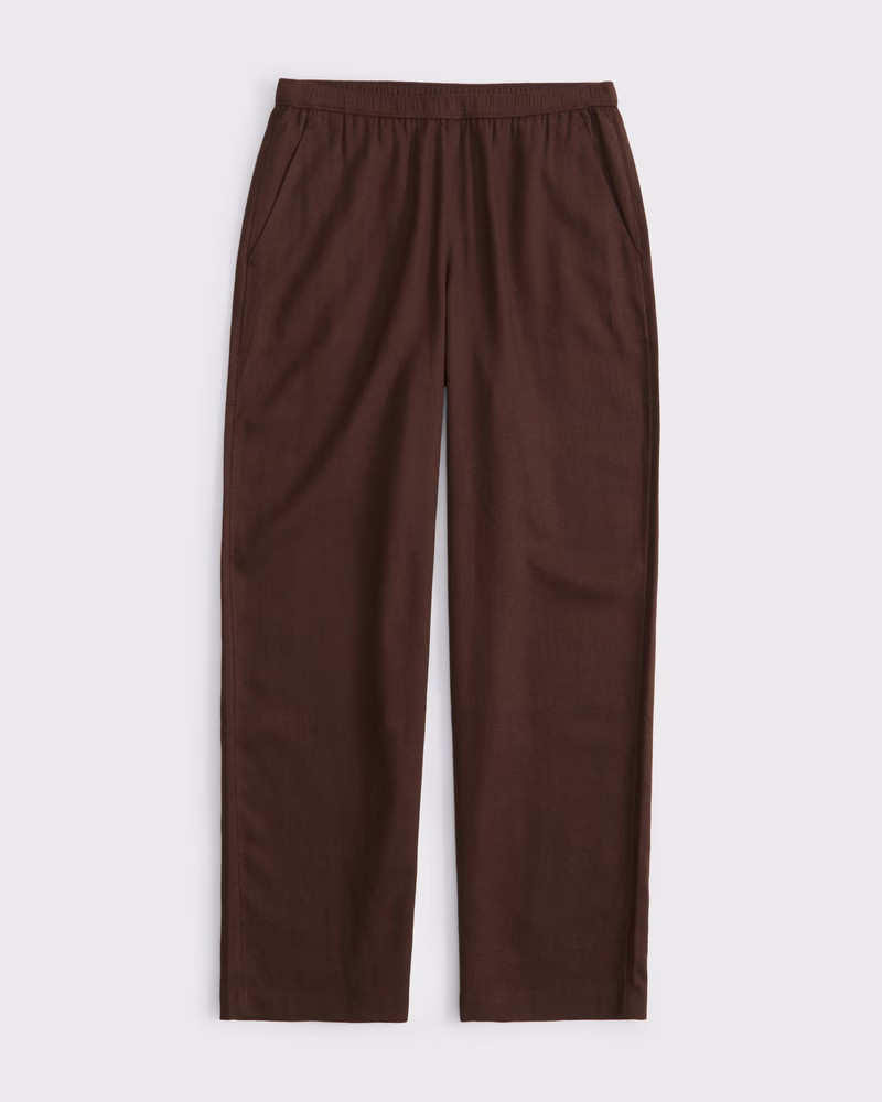 Straight Linen-Blend Pull-On Pant | Abercrombie & Fitch (US)