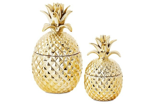 Asst. of 2 Pineapple Jars, Gold | One Kings Lane