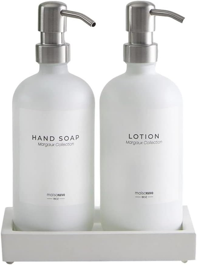 MaisoNovo Glass Soap Dispenser with Pump and Concrete Tray | Vintage Soap Dispenser Bathroom & Ki... | Amazon (US)