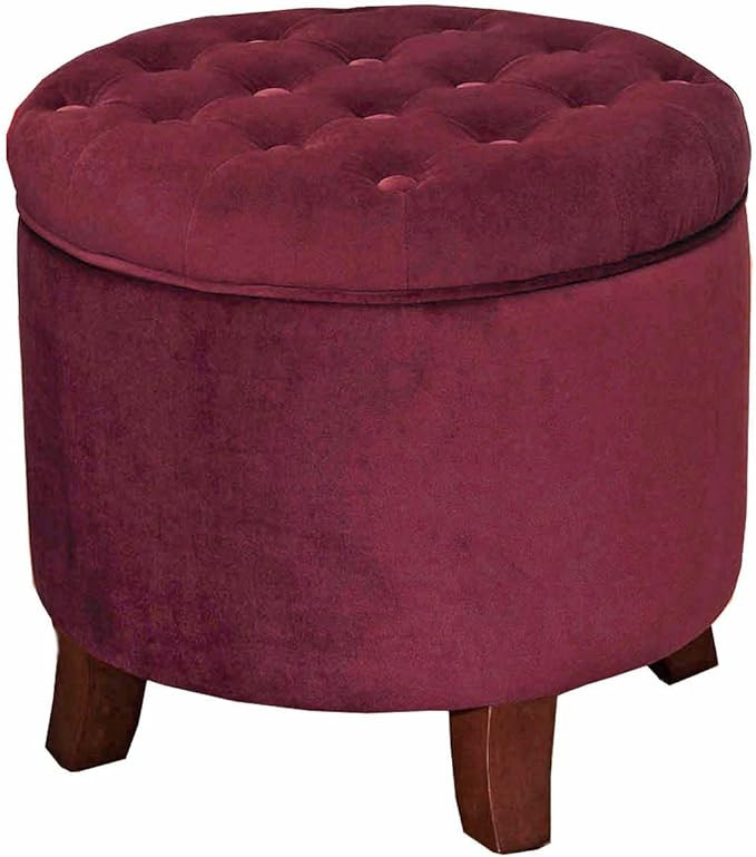 Homepop Home Decor | Upholstered Round Velvet Tufted Foot Rest Ottoman | Ottoman with Storage for... | Amazon (US)