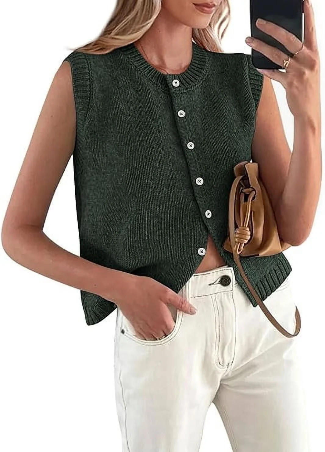 PRETTYGARDEN Sweater Vest Women Summer Tank Tops Sleeveless Button Down Trendy Clothes Business C... | Walmart (US)