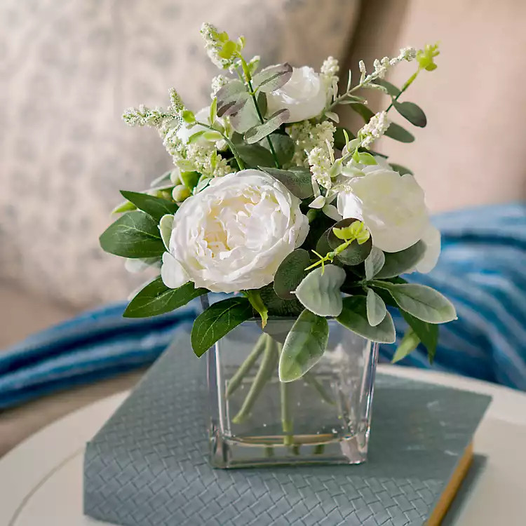 New! White Peony Lambs Ear Arrangement | Kirklands